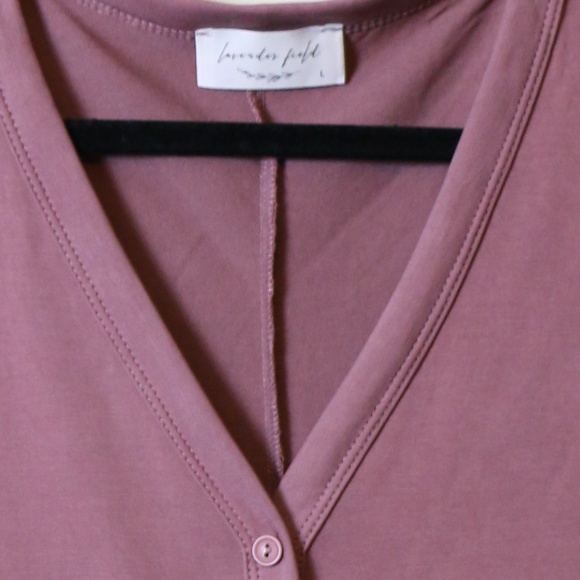 Lavender Field Tie Front Button Top - Picture 2 of 3